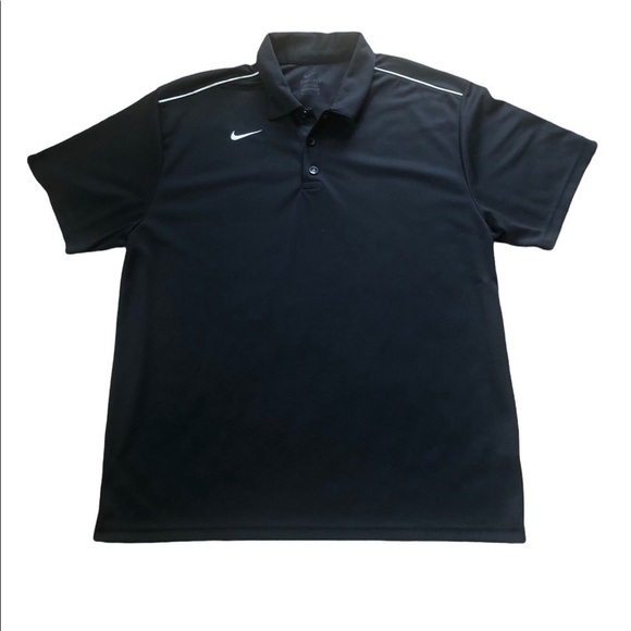 Nike Dri Fit Short Sleeve Polo Short Black Logo Size XL Summer Golf Pro - Picture 1 of 4